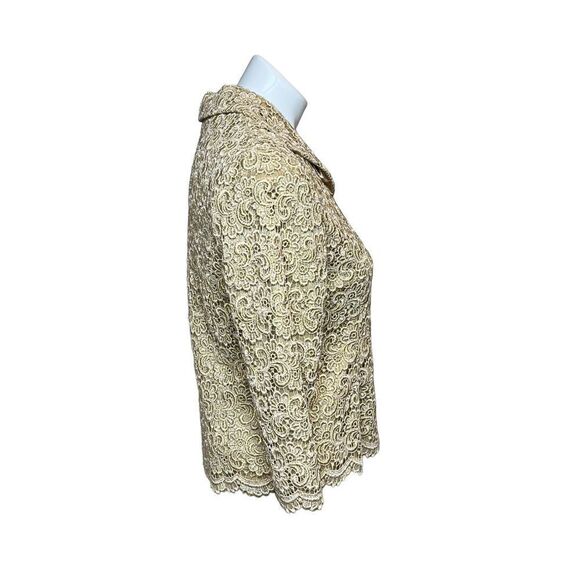 Talbots vintage metallic gold lace overlay evening jacket size 4 - Picture 5 of 16